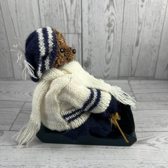 Knit Sweater Teddy Bear with Sled Winter Home Decor - Picture 4 of 8